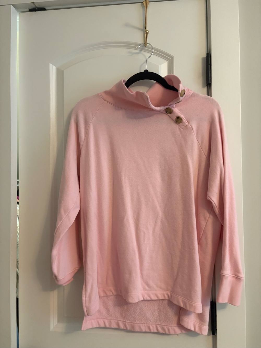 J. Crew Soft Pink Button-Shoulder Cowl Pullover Sweater